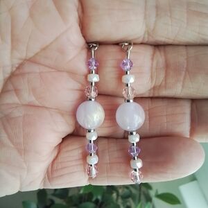 Elegant Lavender and White Beaded Earrings